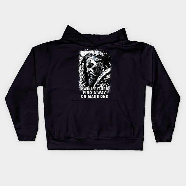 Fierce viking warrior Norse Mythology Powerful words of wisdom courage strength and bravery Kids Hoodie by Naumovski